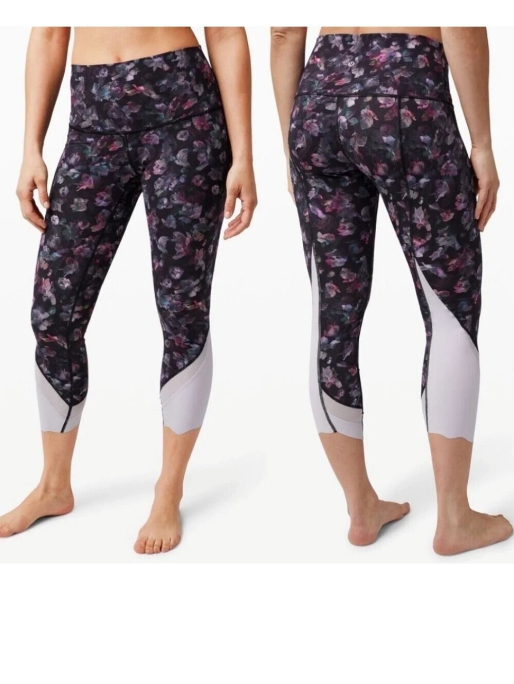 Lululemon| Wunder Under Crop High-Rise Roll-down Scallop Leggings in Floral